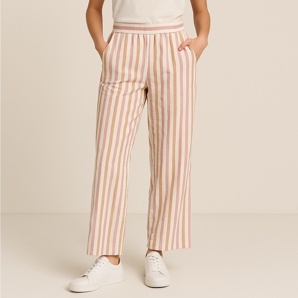 Frame Pink Striped Jacquard‎ Wide-leg Pants - Picture 1 of 6